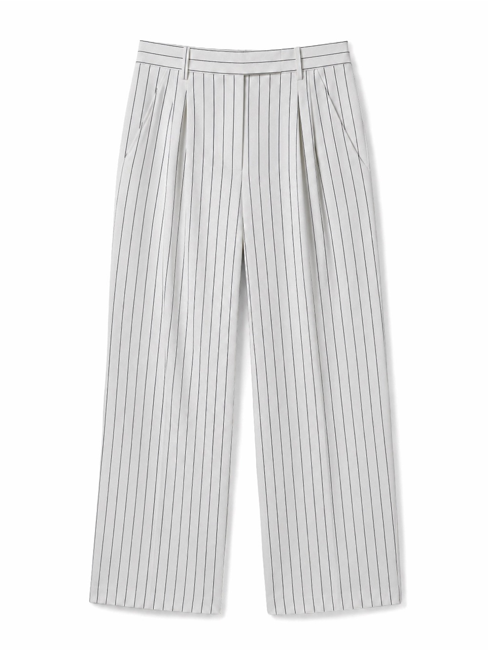 Steve Madden Rumi Pinstripe High Rise Straight Leg Pleated Pants White S NEW